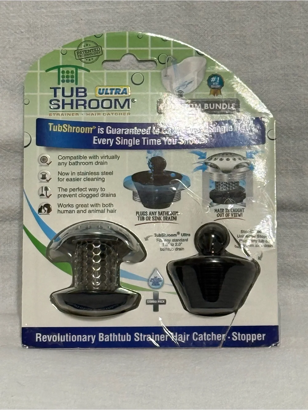 TubShroom Ultra Stainless Steel Platinum Bundle Revolutionary Drain Protector